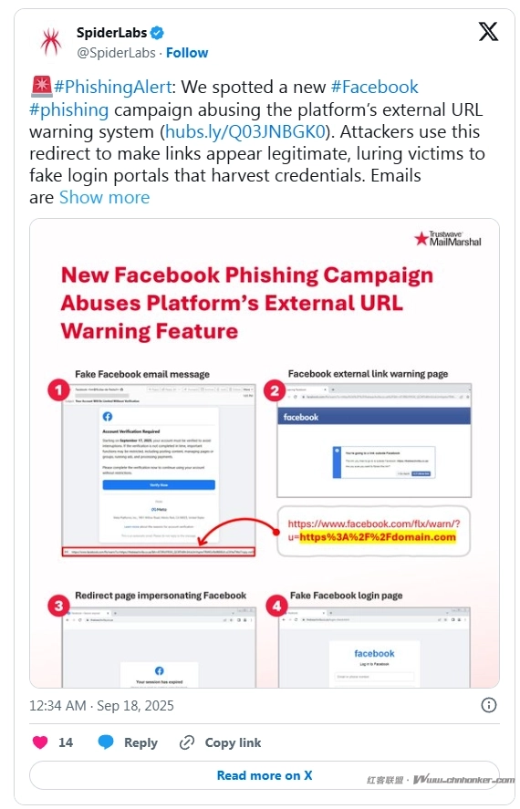 新的钓鱼攻击瞄准Facebook用户以窃取登录凭证